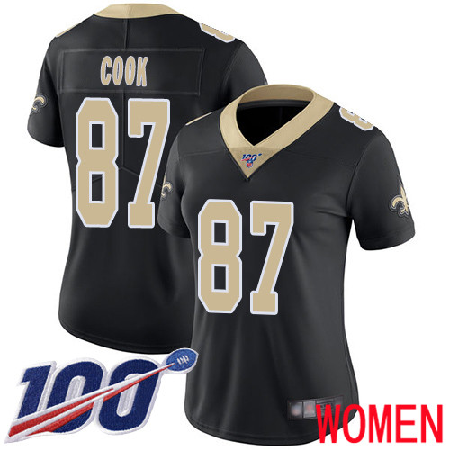 New Orleans Saints Limited Black Women Jared Cook Home Jersey NFL Football #87 100th Season Vapor Untouchable Jersey->nfl t-shirts->Sports Accessory